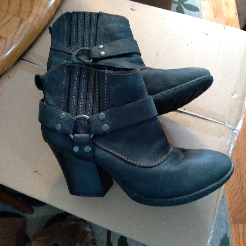 black leather booties